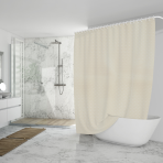 Shower curtain “White triangles”, 180x180 cm . Cream-colored shower curtain for a bright bathroom