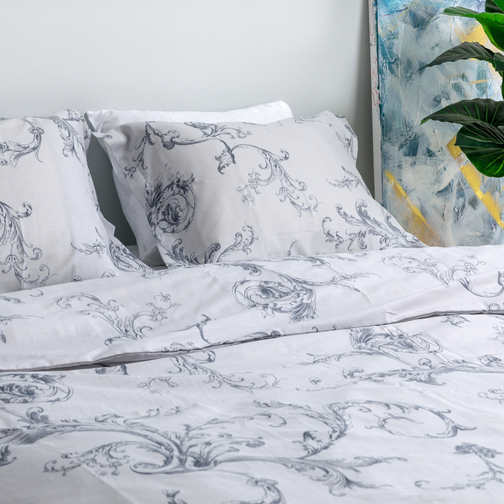 Bedding Set „Michelle grey“. Patterned bedding sets, 140x200 cm, 160x200 cm
