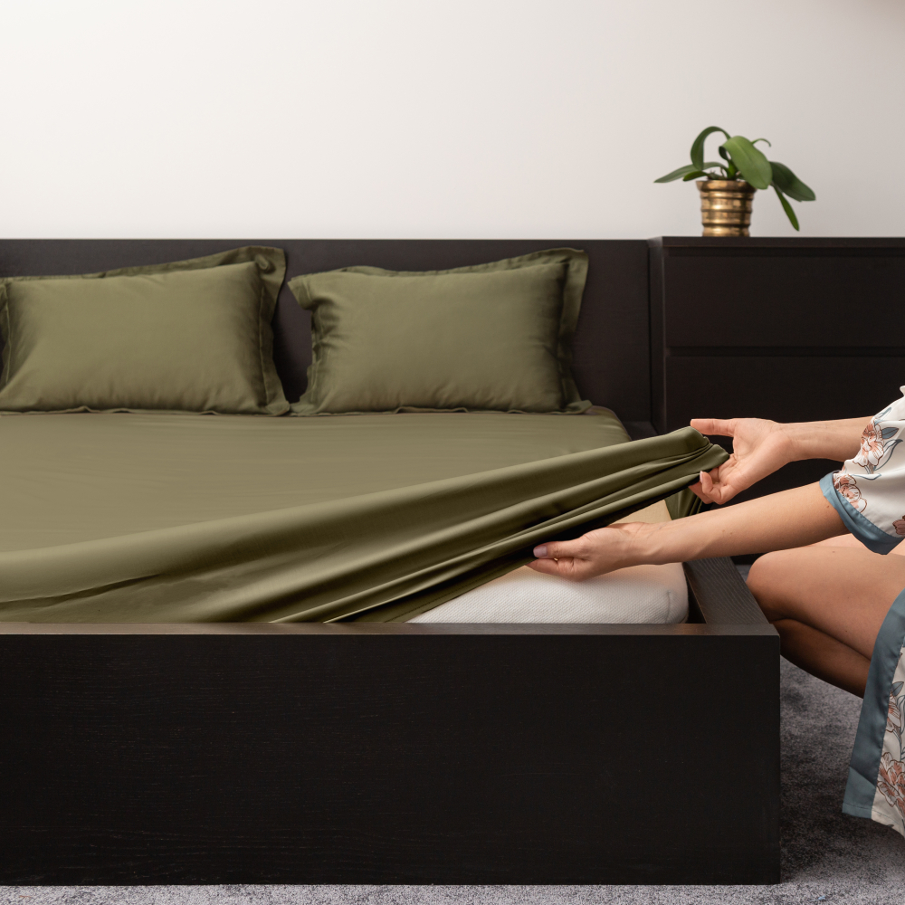 Cotton Fitted Sheet „Forest“, 160x200 cm