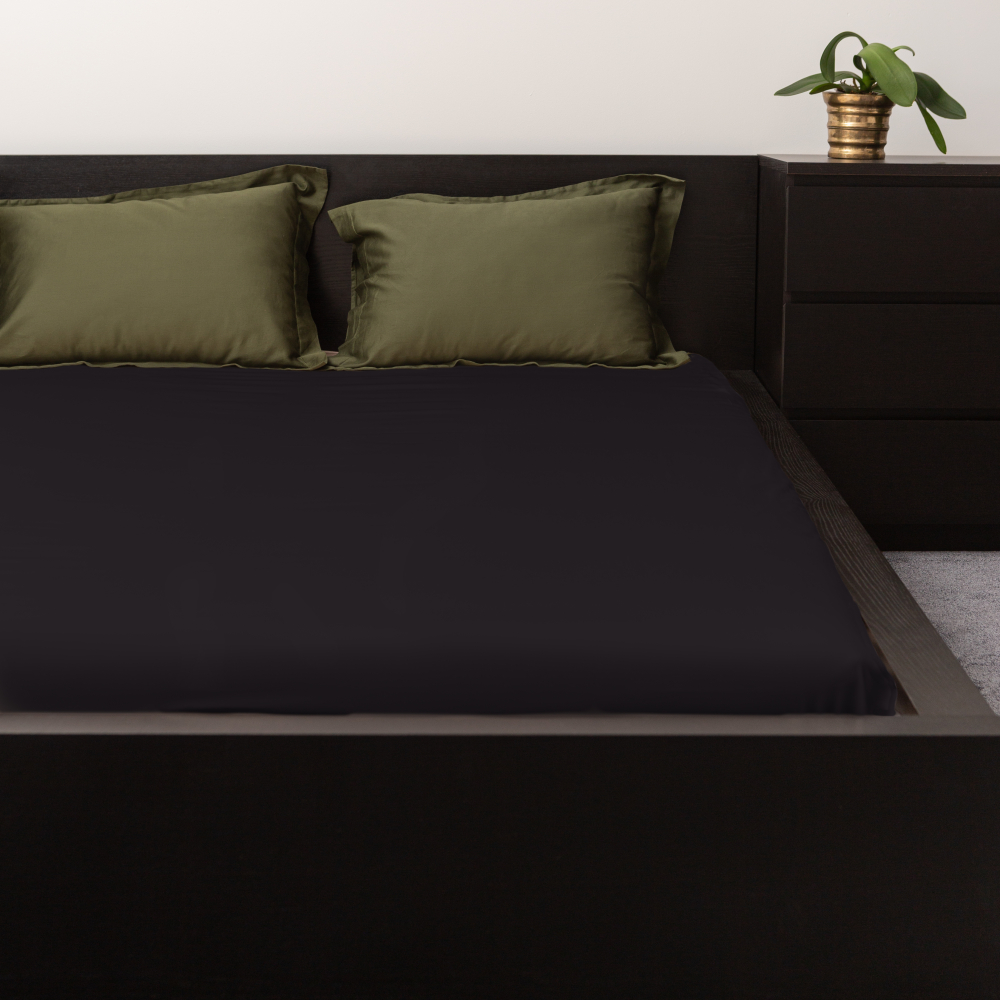 Cotton Fitted Sheet “Anthracite”. Fitted sheets 140x200, 100x200 cm, 90x200 cm, 130x200 cm, 140x200 cm, 150x200 cm, 160x200 cm, 180x200 cm, 200x200 cm. Black cotton fitted sheet with elastic