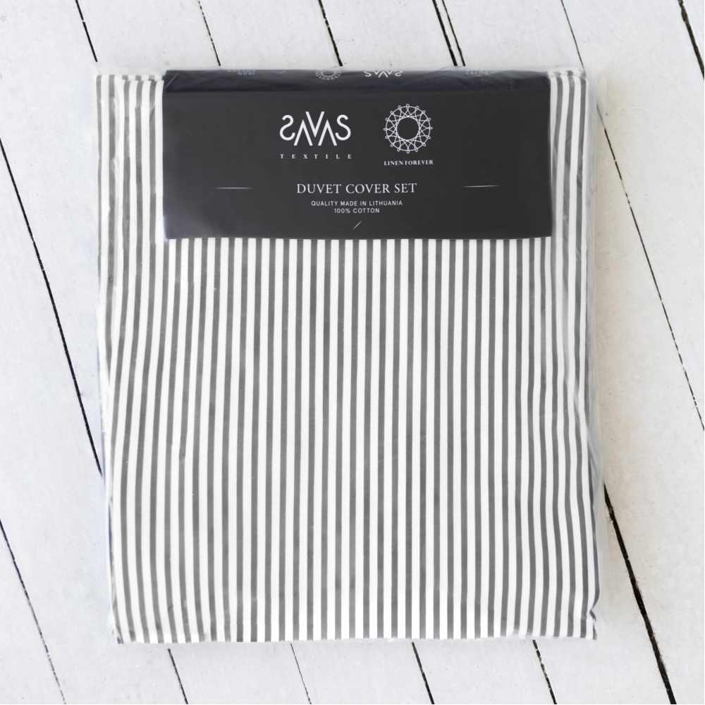 Bedding Set „Grey stripe“. Patterned bedding sets, 140x200 cm, 200x200 cm