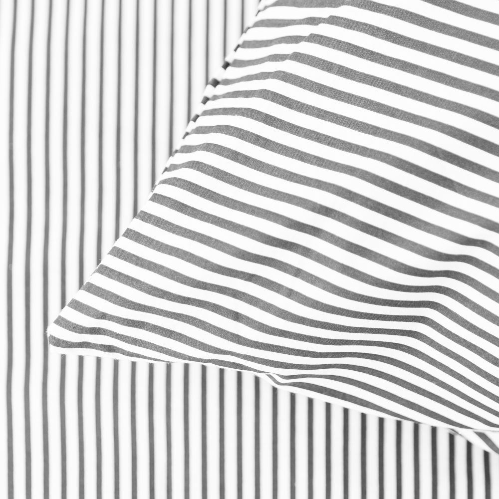Bedding Set „Grey stripe“. Patterned bedding sets, 140x200 cm, 200x200 cm