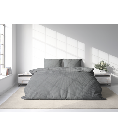 Premium Sateen Bedding Set „Grey stripe 3 mm“. Satin bedding sets