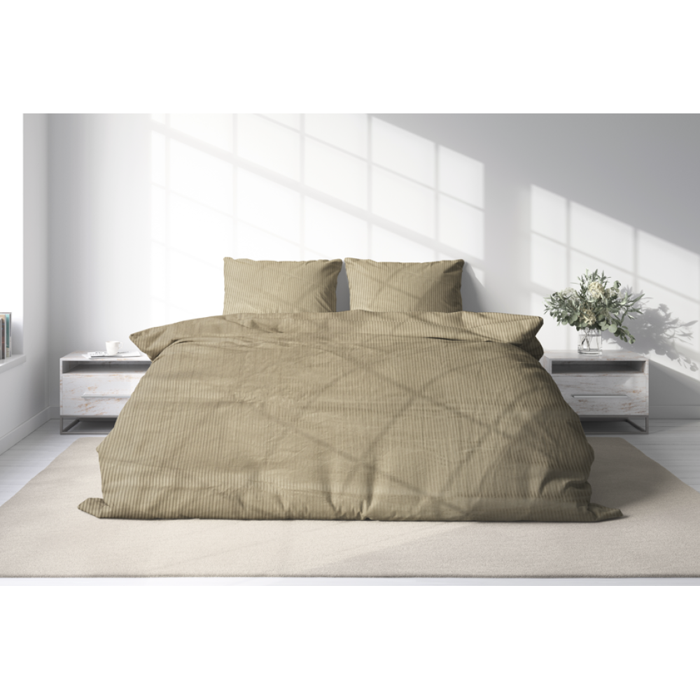 Premium Sateen Bedding Set „Brown stripe 3 mm“. Brown bedding sets, 160x200 cm, 200x220 cm