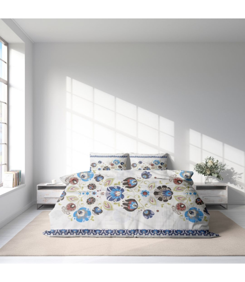 Bedding Set „Blue folk“. Cotton bedding sets