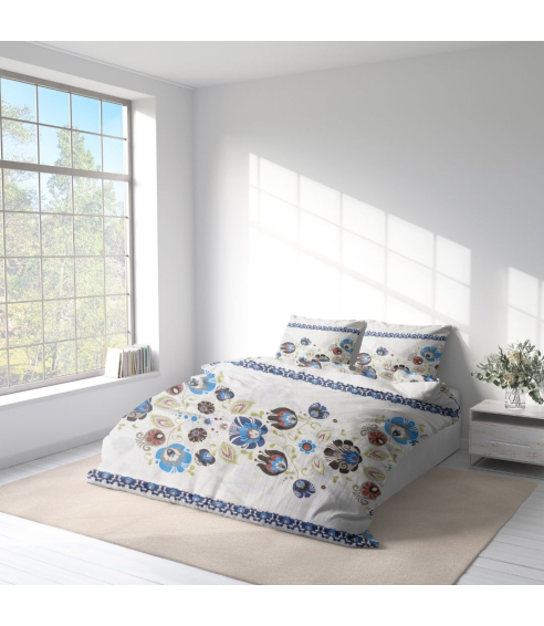 Bedding Set „Blue folk“. Cotton bedding sets