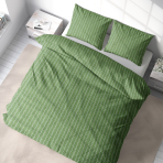 Bedding Set „Cactus“. Cotton bedding sets, 160x200 cm. Stylish green bedding set with a linear design