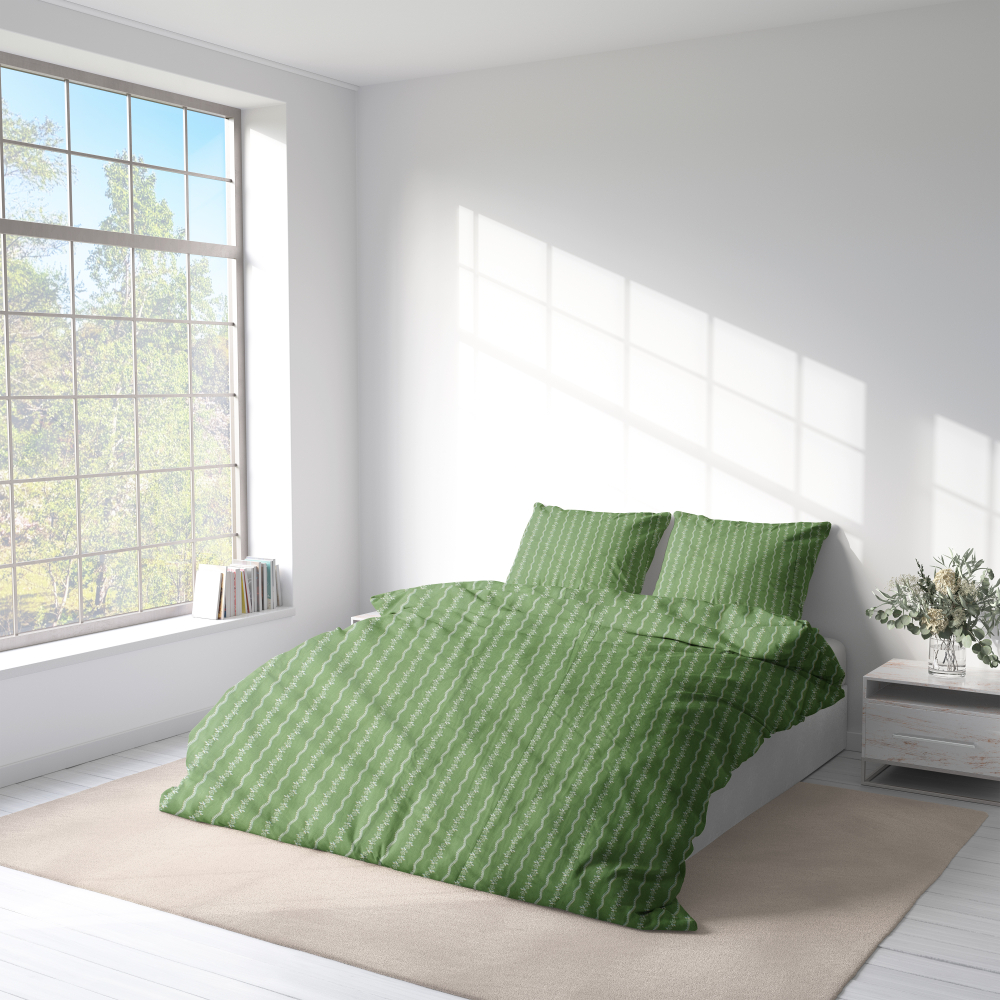 Bedding Set „Cactus“. Cotton bedding sets, 160x200 cm. Natural-toned bedding for a calm bedroom interior