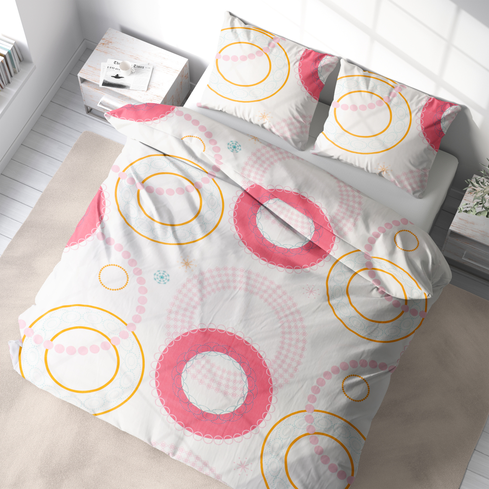Premium Sateen Bedding Set „Circles“. Bedding sets 155x200, 140x200 cm, 150x200 cm, 160x200 cm