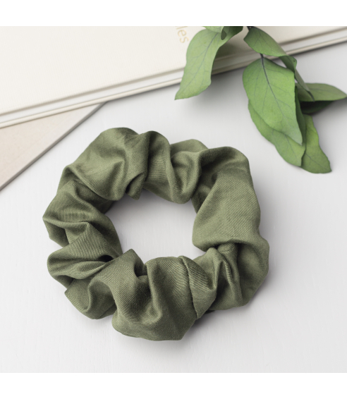 Satin hair scrunchies „Moss green“. Hair scrunchies