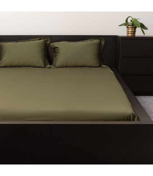 Satin Bed Sheet „Moss green“. Flat sheets