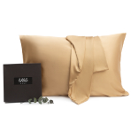 Silk Pillowcase „Sandstone“. Pillowcases 50x60. Light brown silk pillowcase with a soft sheen.