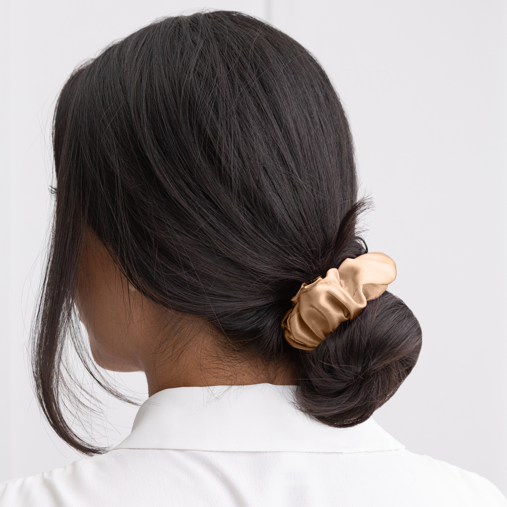Silk hair scrunchies "Sandstone". Jewelry. Elegant silk scrunchie in a brown shade