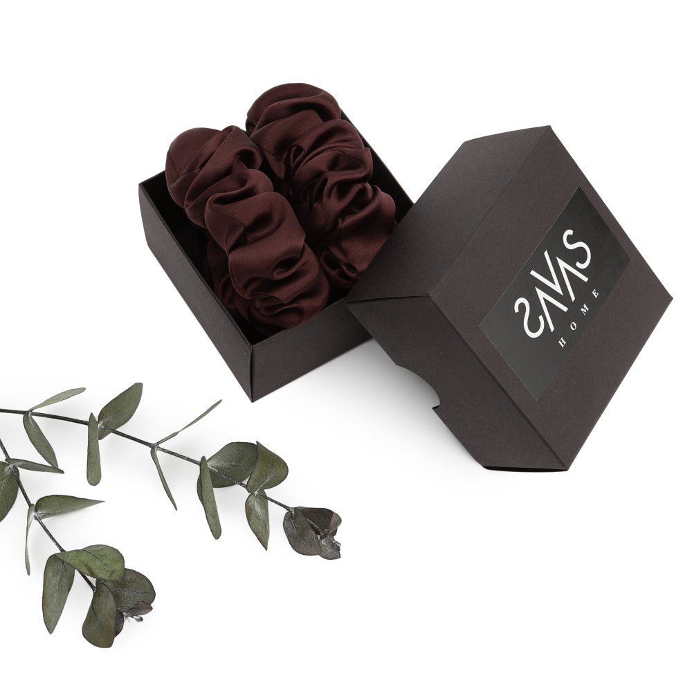 Silk hair scrunchies "Hickory". Jewelry. Luxurious silk hair tie in sangria shade.