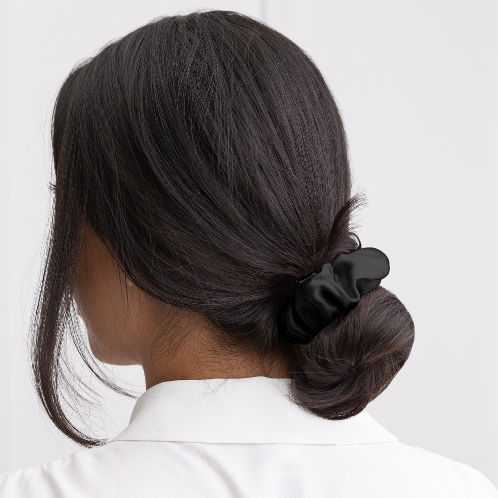 Silk hair scrunchies "Onyx". Jewelry. Elegant black scrunchie made from soft silk.