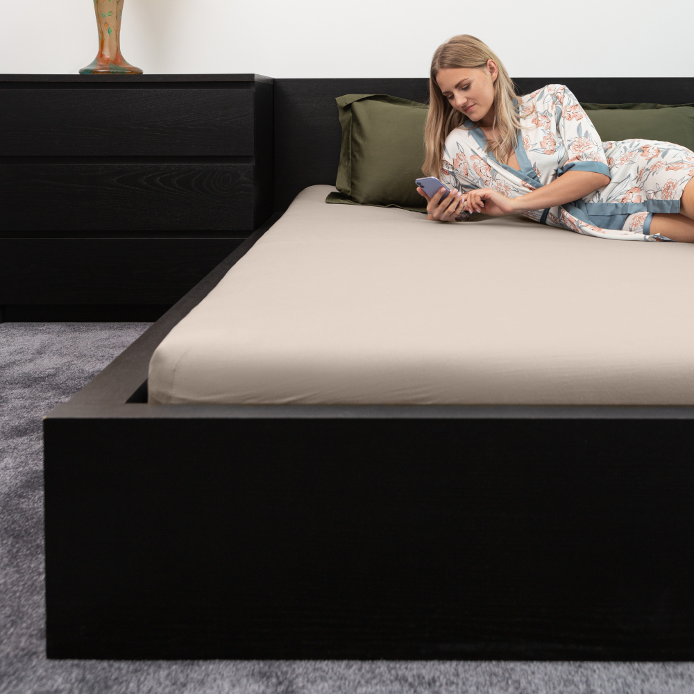 Satin Fitted Sheet „Seashell“, 160x200 cm