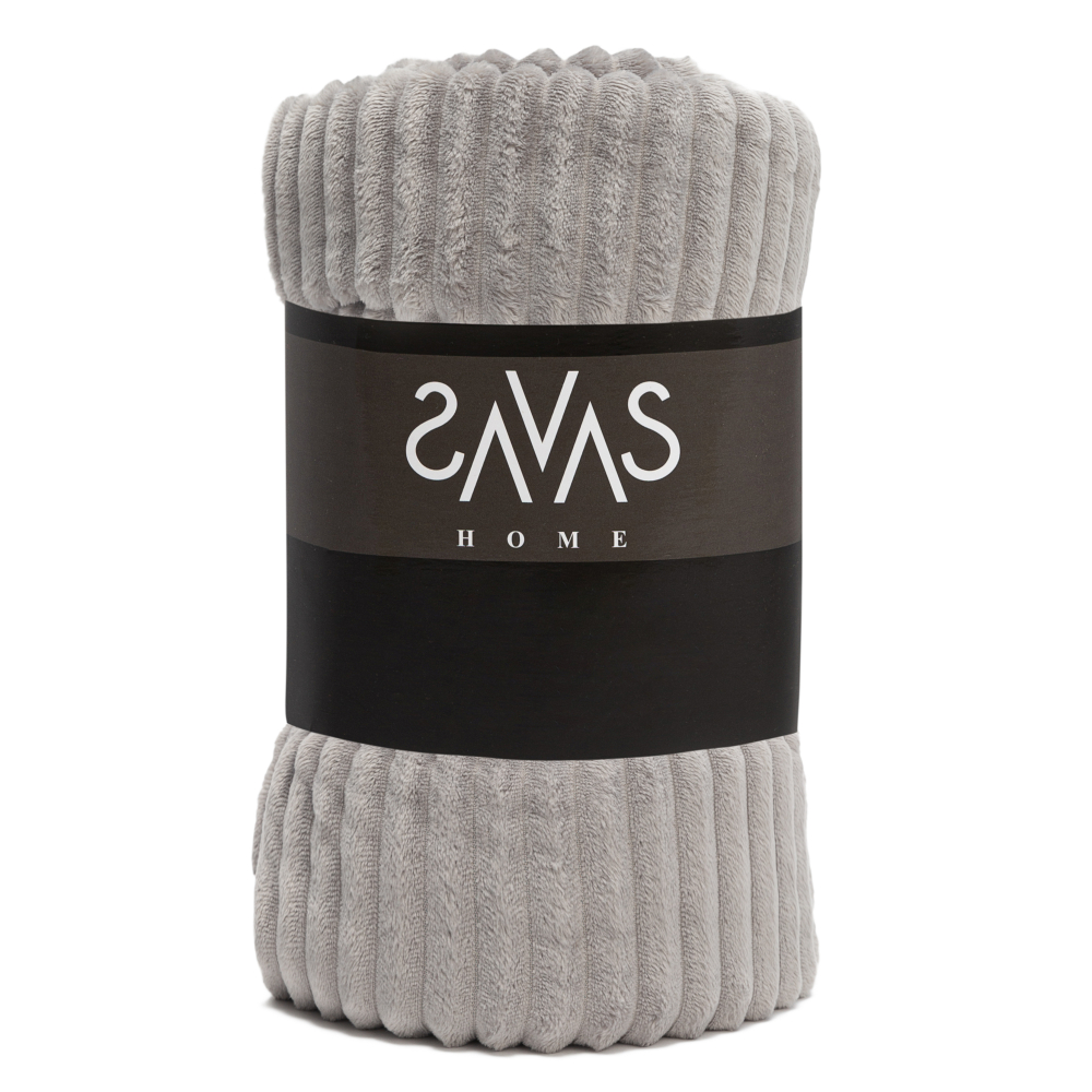 Blanket „Ancient fleece blanket“. Blankets, 200x220 cm. Classic grey-toned warm throw “ancient” on a wooden floor.