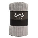 Blanket „Ancient fleece blanket“. Blankets, 200x220 cm. Classic grey-toned warm throw “ancient” on a wooden floor.