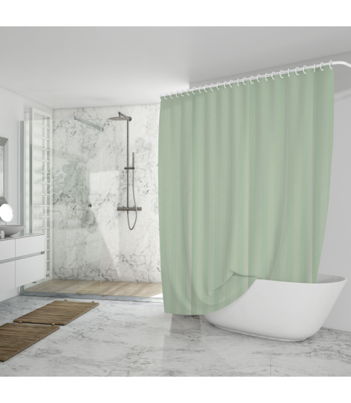 Shower curtain “Green lines”. Bathroom curtains