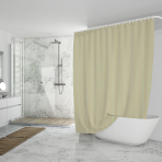 Shower curtain “Yellow lines”, 180x180 cm . Light yellow shower curtain for a cozy bathroom
