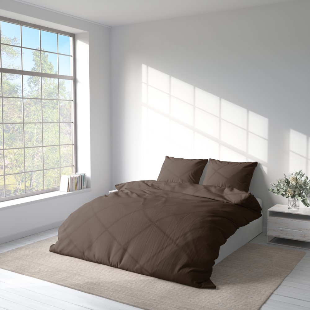 Mikropluoštas Patalynės komplektas „Brunette“, 140x200 cm, 200x200 cm, 200x220 cm, 220x240 cm. Classic brown bedding set, perfect for a bedroom aesthetic.