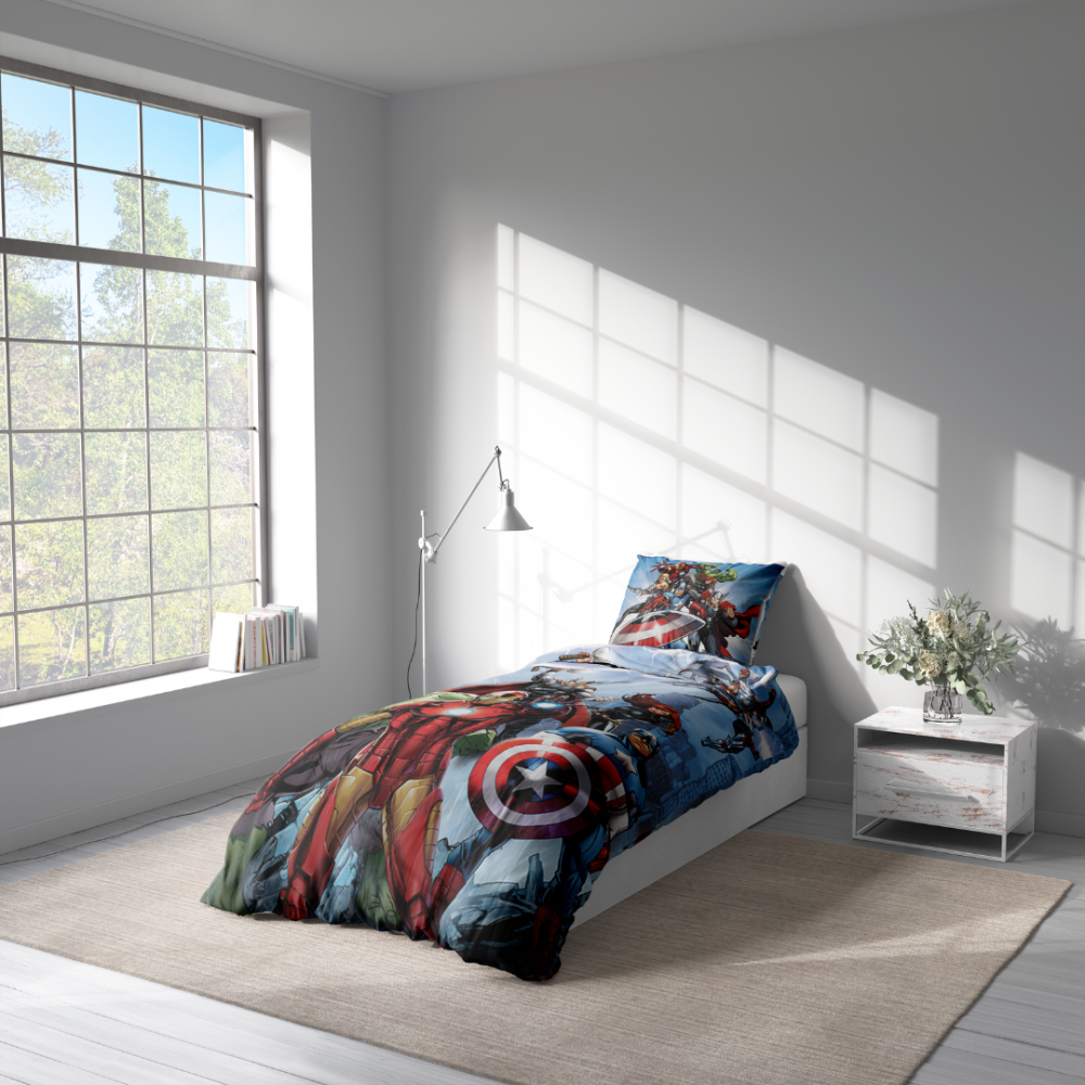 Bedding Set „Avengers“. Kids bedding, 140x200 cm. Kids' bedding set with superhero theme