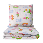 Children’s Bedding Set „Rose bears”. Kids bedding, 140x200 cm. Kids' bedding set with bear illustrations on a pink background.