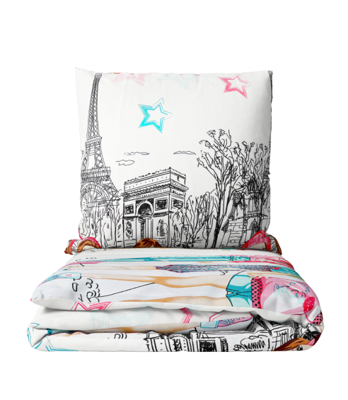 Children’s Bedding Set „Eiffel blue”. Kids bedding