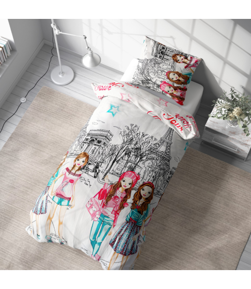 Children’s Bedding Set „Eiffel blue”. Kids bedding