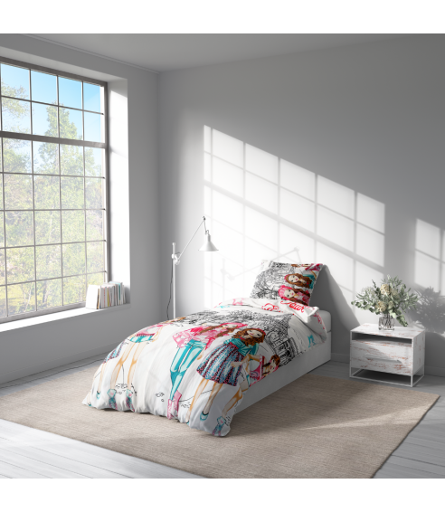 Children’s Bedding Set „Eiffel blue”. Kids bedding