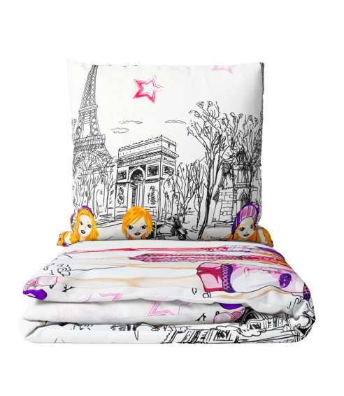 Children’s Bedding Set „Eiffel violet”. Kids bedding