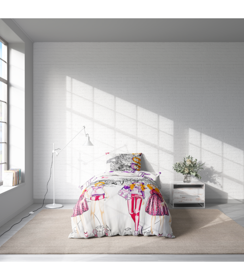 Children’s Bedding Set „Eiffel violet”. Kids bedding