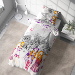 Children’s Bedding Set „Eiffel violet”. Patterned bedding sets, 140x200 cm