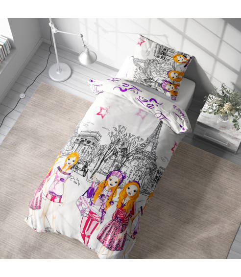 Children’s Bedding Set „Eiffel violet”. Kids bedding