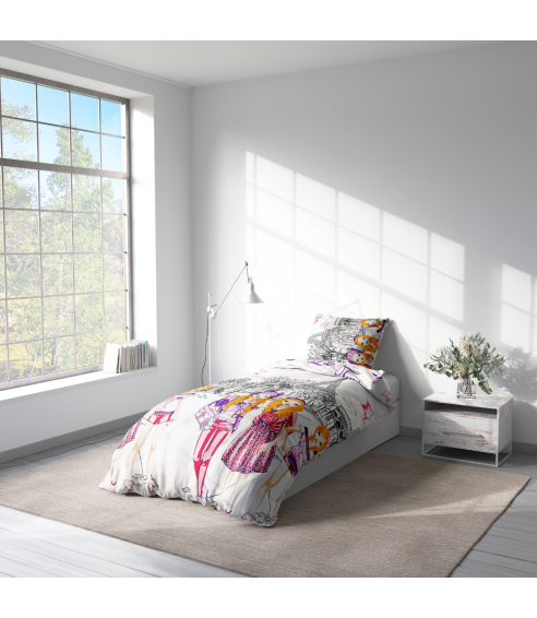 Children’s Bedding Set „Eiffel violet”. Kids bedding
