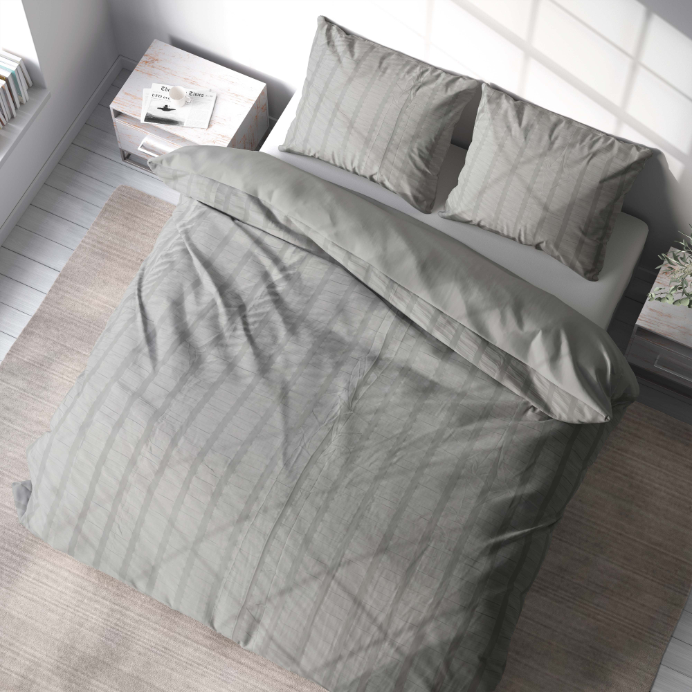 Seersucker bedding set „Smoke“. Microfiber bedding sets, 200x220 cm