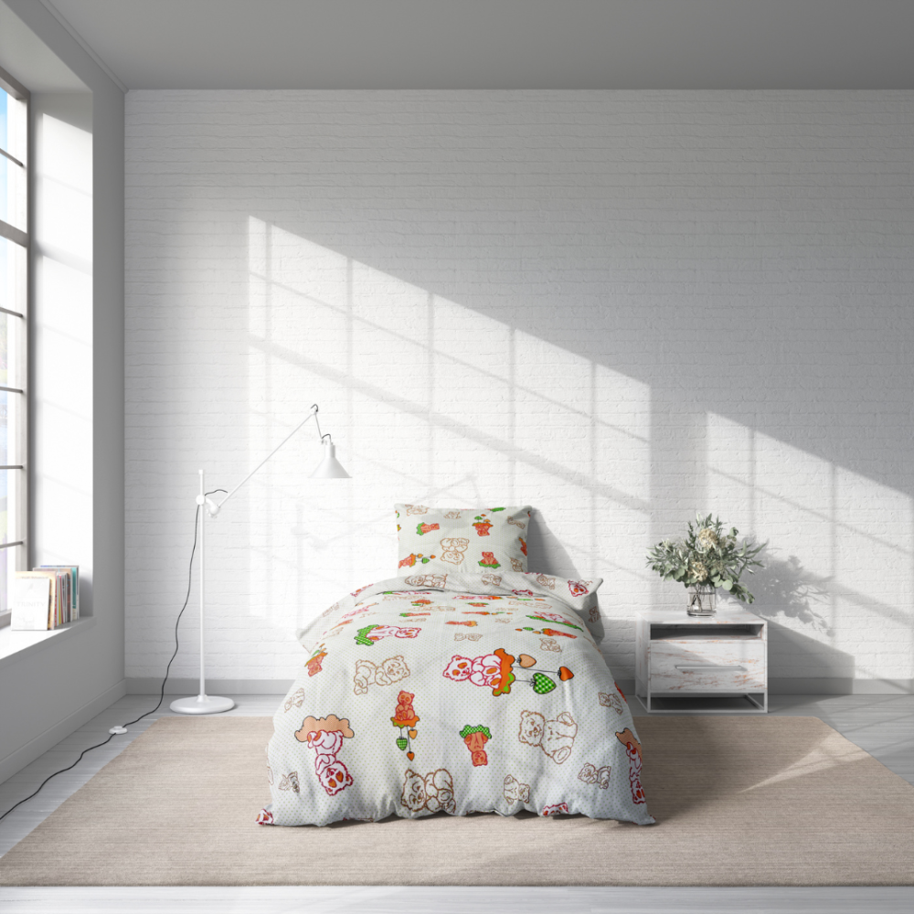 Children’s Bedding Set „Green bears”. Bedding sets with animal print, 90x120 cm, 100x135 cm, 100x140 cm, 110x140 cm, 140x200 cm, 150x200 cm