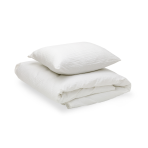 Cotton seersucker bedding set „Kora White“. Bedding sets 155x200, 140x200 cm, 150x200 cm, 160x200 cm, 180x200 cm, 200x200 cm, 200x220 cm, 220x240 cm. White bedding set with a subtle textured pattern.