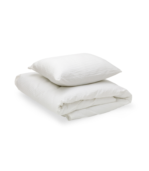 Cotton seersucker bedding set „Kora White“. Cotton bedding sets