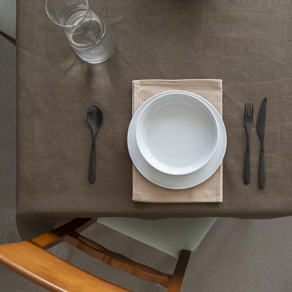 Tablecloth „Linen brown“. Linen tablecloths, 140x140 cm, 140x300 cm