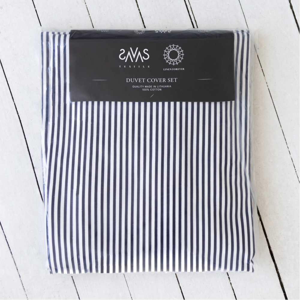 Bedding Set „Blue stripes“. Blue bedding sets, 140x200 cm, 160x200 cm, 200x200 cm. Cotton bedding in soft tones