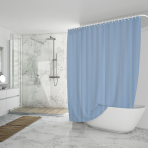 Shower curtain “Blue lines”, 180x180 cm . Light blue shower curtain for a modern bathroom