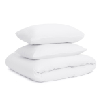 Premium Sateen Bedding Set „Classic White“. White bedding sets, 140x200 cm, 200x200 cm, 200x220 cm. White satin bedding set providing a fresh feeling.