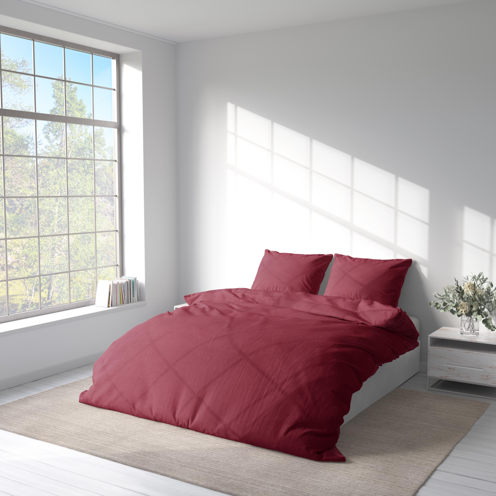 Bedding Set „Cardinal“. Cotton bedding sets, 140x200 cm. Solid cardinal red bedding set