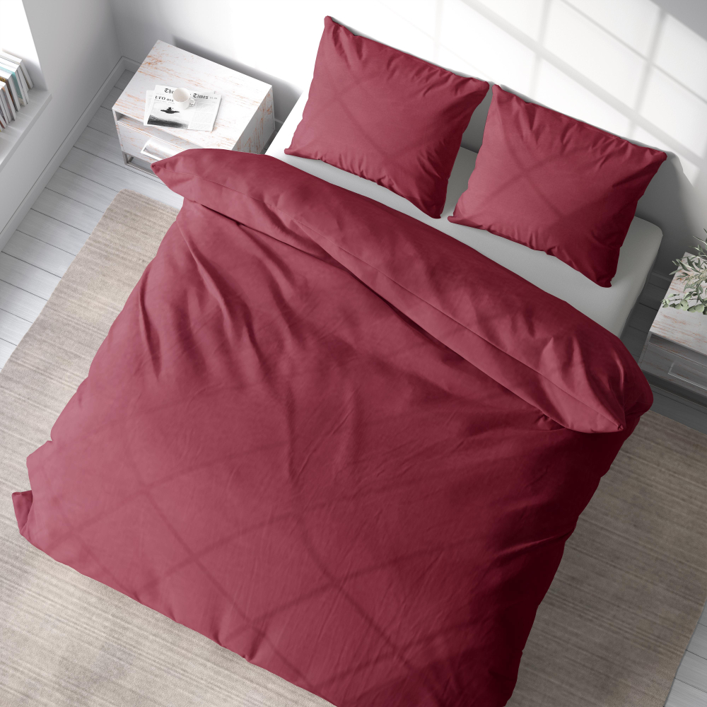 Bedding Set „Cardinal“. Cotton bedding sets, 140x200 cm. Classic red bedding set