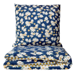 Bedding Set „Chamomile“, 140x200 cm, 150x200 cm, 160x200 cm, 180x200 cm, 200x200 cm, 200x220 cm. Dark blue bedding set with chamomile flower print