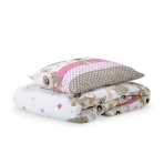 Children’s Bedding Set „Bear“. Kids bedding, 140x200 cm. Adorable white and pink bedding decorated with playful animal prints.