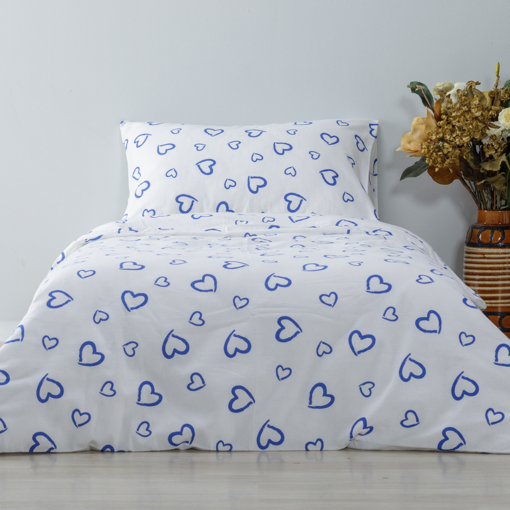 Children’s Bedding Set „Blue love“. Blue bedding sets, 110x140 cm
