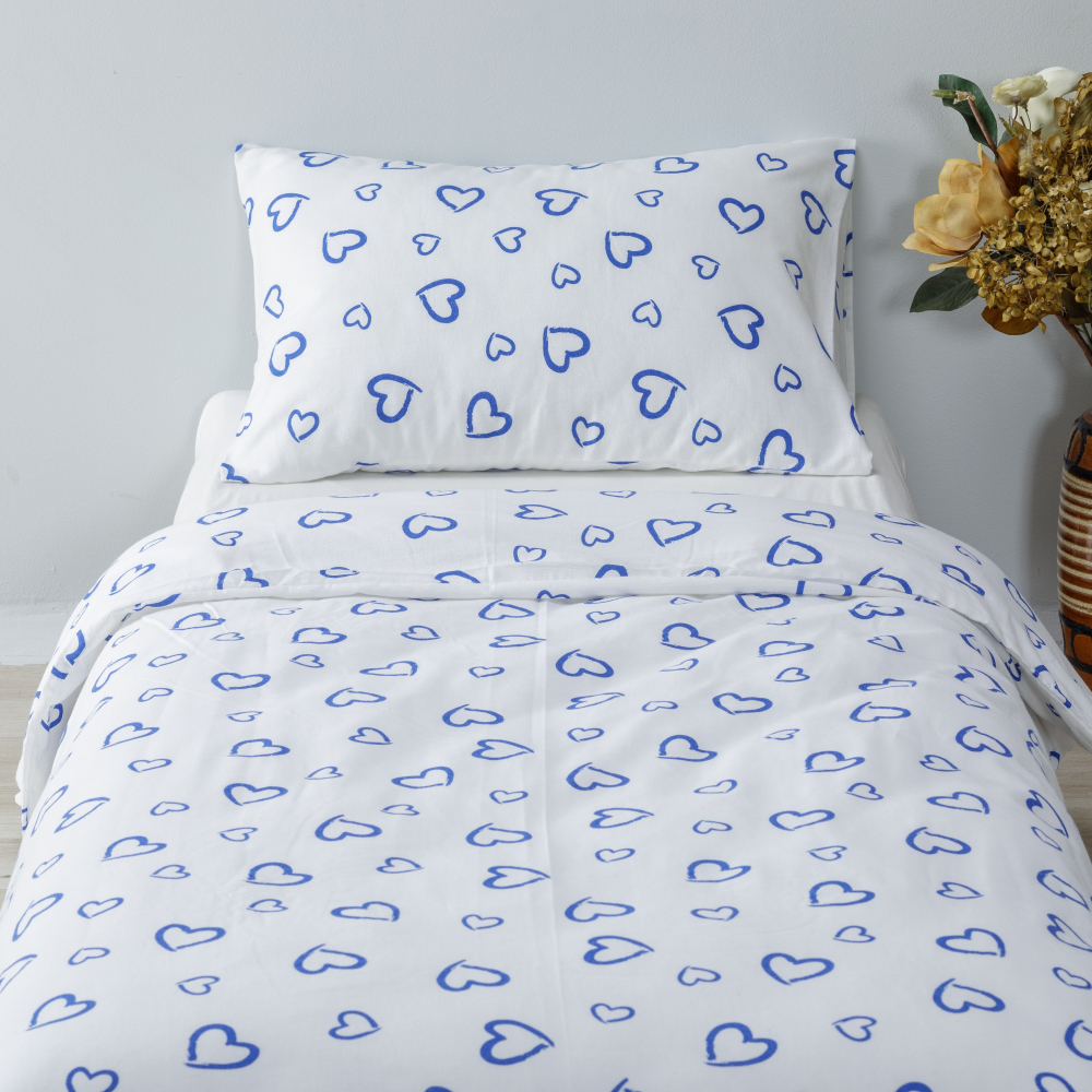 Children’s Bedding Set „Blue love“. Blue bedding sets, 110x140 cm