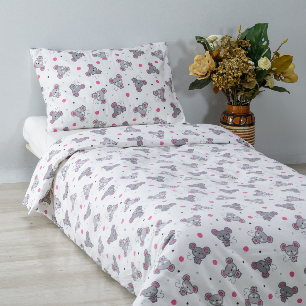 Children’s Bedding Set „Mousy“. Kids bedding, 110x140 cm, 140x200 cm